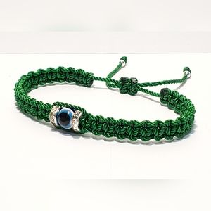 Green string evil eye bracelet, evil eye protection